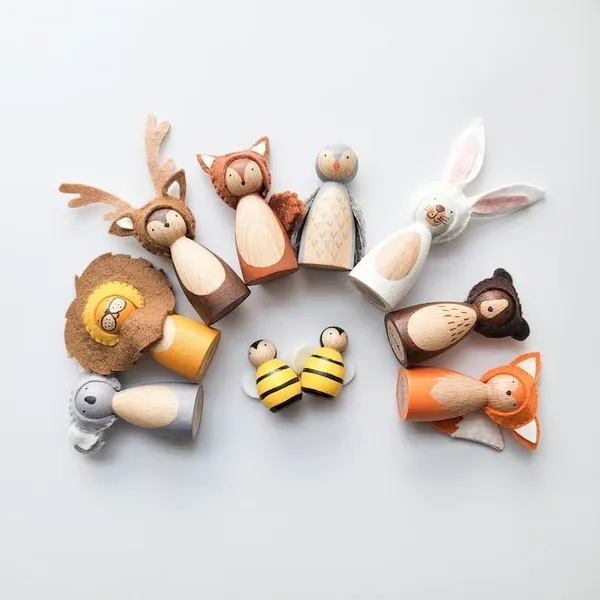 Wooden peg animals