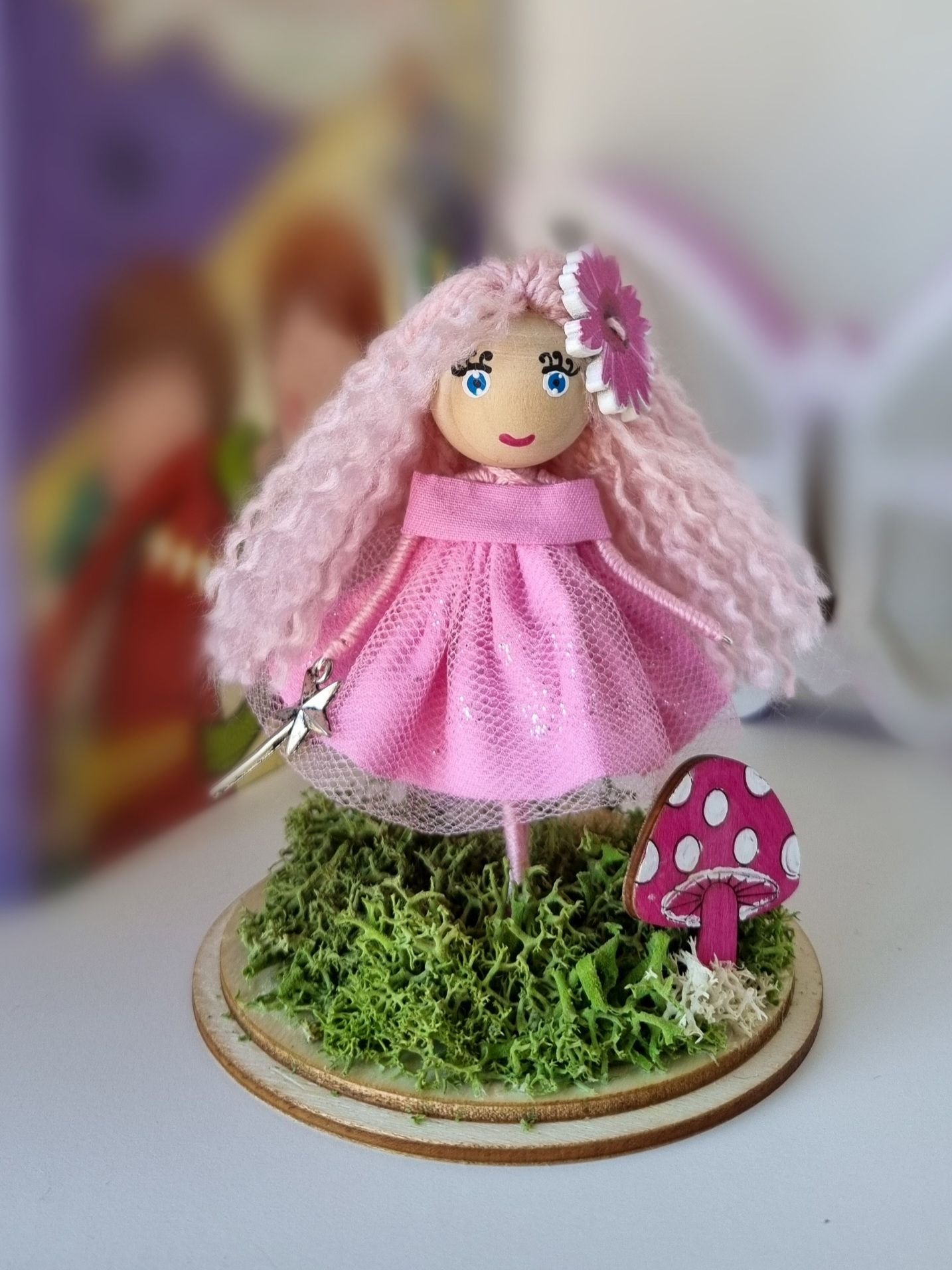 Handmade doll with tangerines, grapefruit & spruce branches